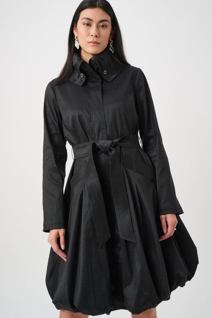 JOSEPH RIBKOFF Coat ballon hem taffeta with belt