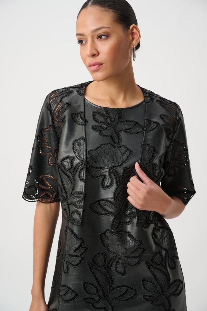 JOSEPH RIBKOFF Bolero faux leather embroided