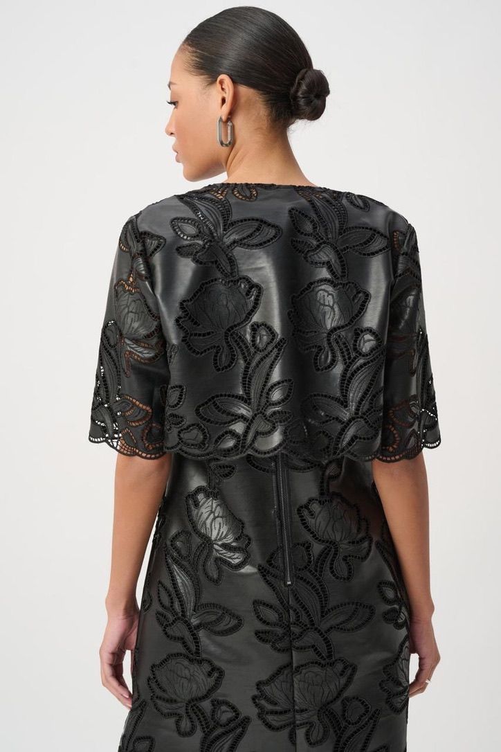 JOSEPH RIBKOFF Bolero faux leather embroided