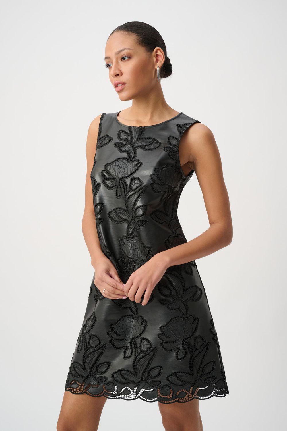 JOSEPH RIBKOFF Dress faux leather embroided