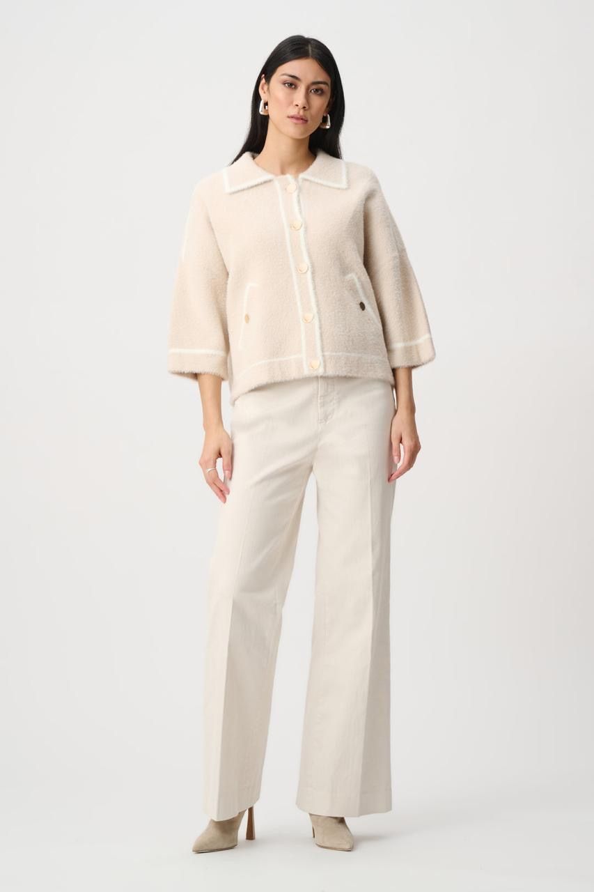 JOSEPH RIBKOFF Jacket knit boxy feather yarn