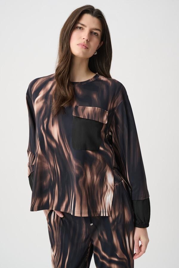 JOSEPH RIBKOFF Top print taffeta pocket &amp; slit sides