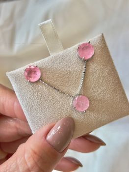 Set Round with light Pink Fusion stone and plating white gold