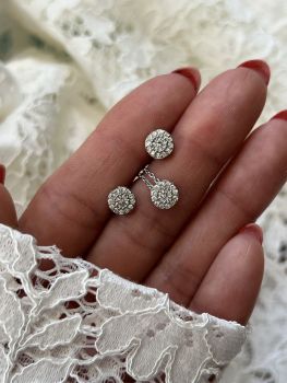 Set semi jewelry with white crystal pavé zirconia stone and plating white gold