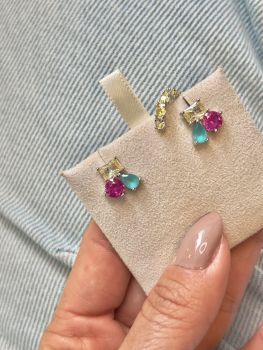 Colors Earring in White Rhodium Plating