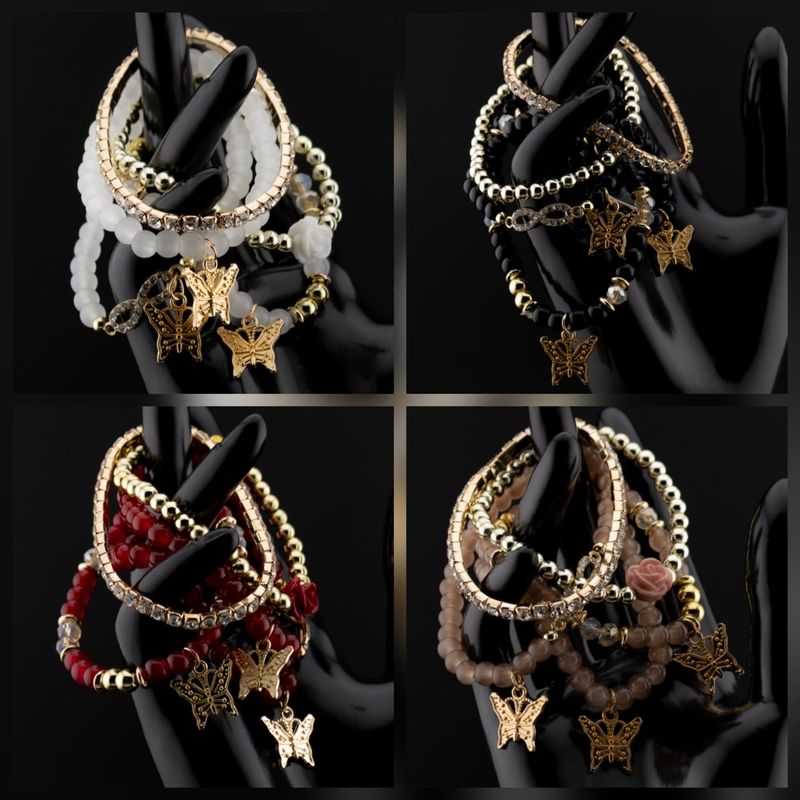 Boho-Armband Schmetterling Charm Armbänder-Set + Schmuckschachtel