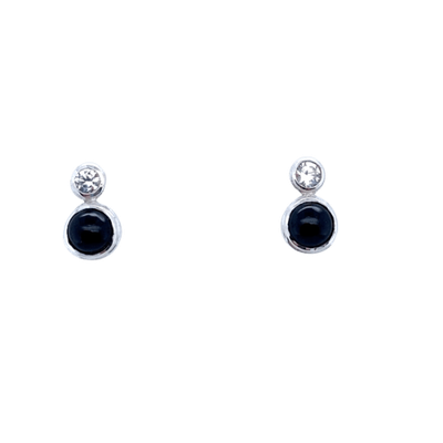 Black Tourmaline White Topaz Stud Earrings