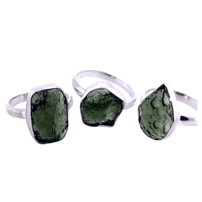Moldavite Free Form Unisex Ring