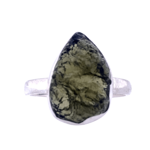 Moldavite Free Form Unisex Ring
