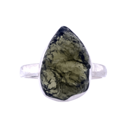 Moldavite Free Form Unisex Ring