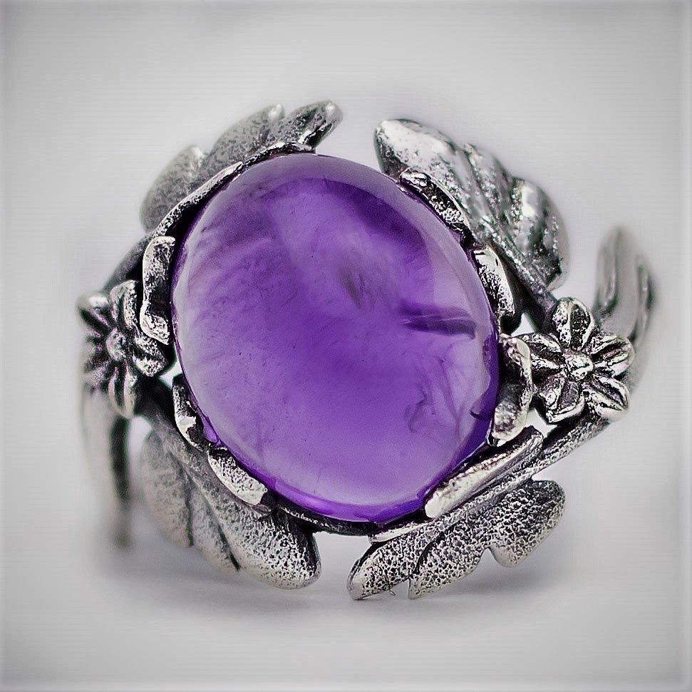 Amethyst Flower Garden Ring
