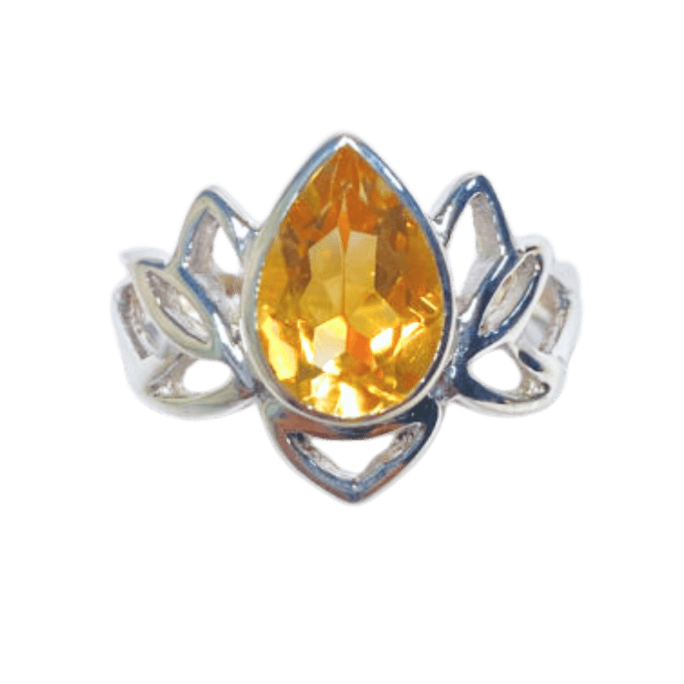 Citrine Lotus Ring