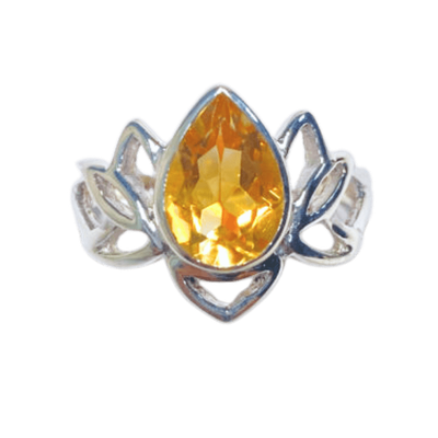 Citrine Lotus Ring