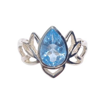 Blue Topaz Lotus Ring