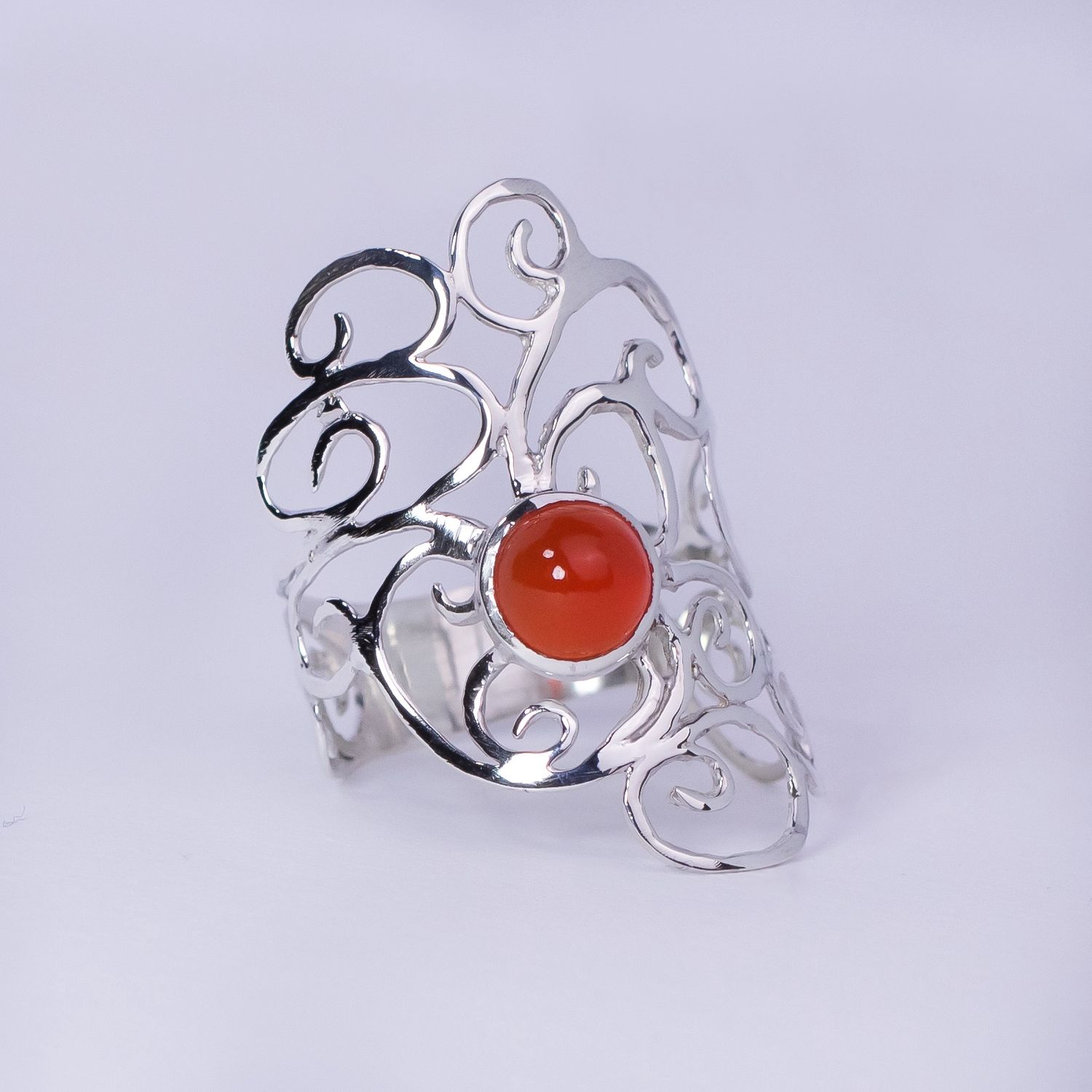 Carnelian Spiral Swirls Ring