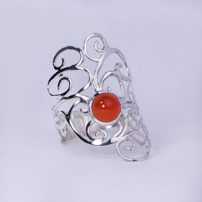 Carnelian Spiral Swirls Ring