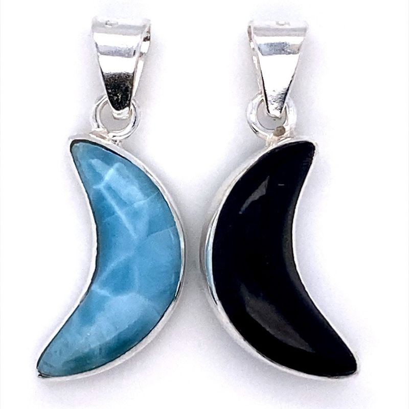 Larimar Conch Reversible Moon Pendant