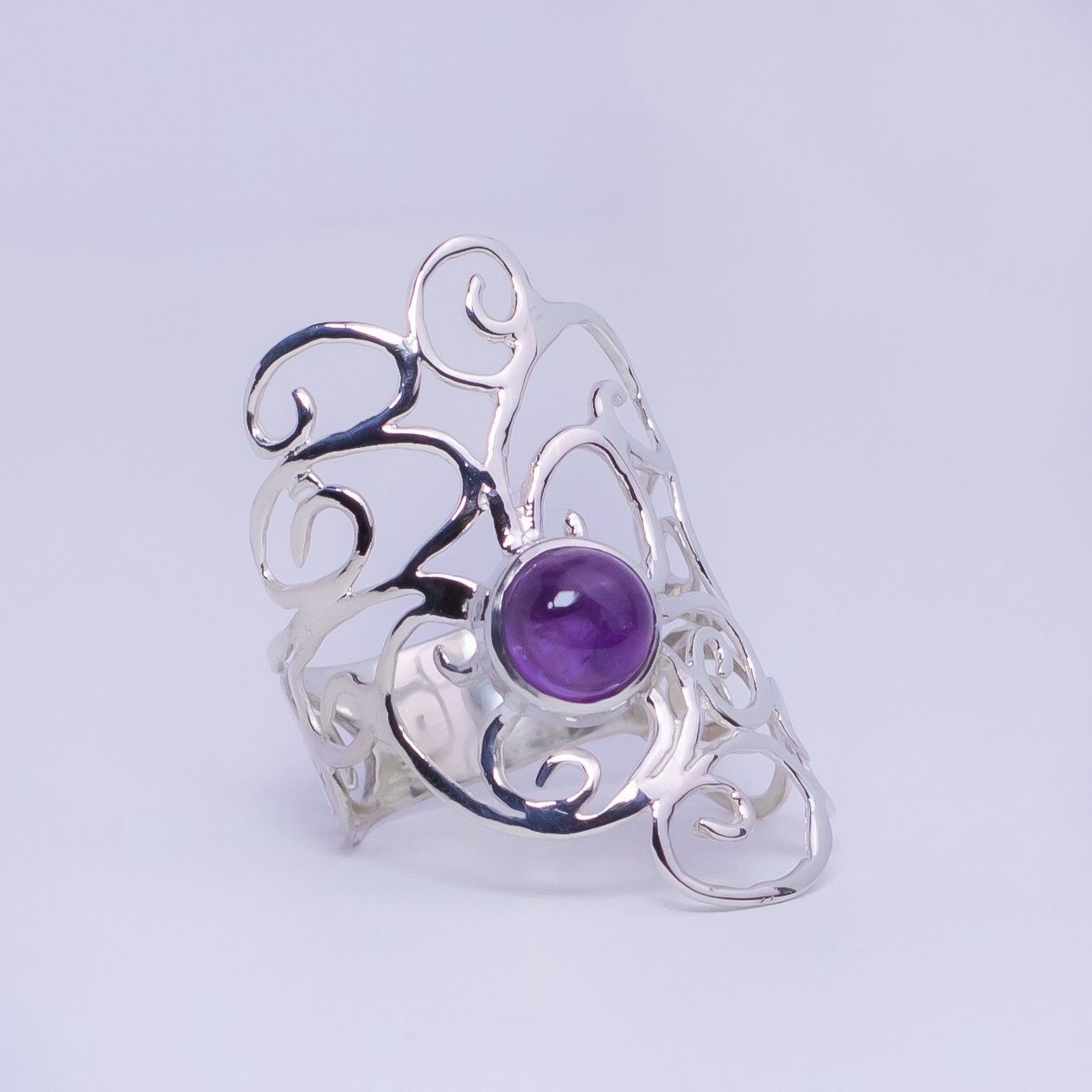 Amethyst Spiral Swirls Ring
