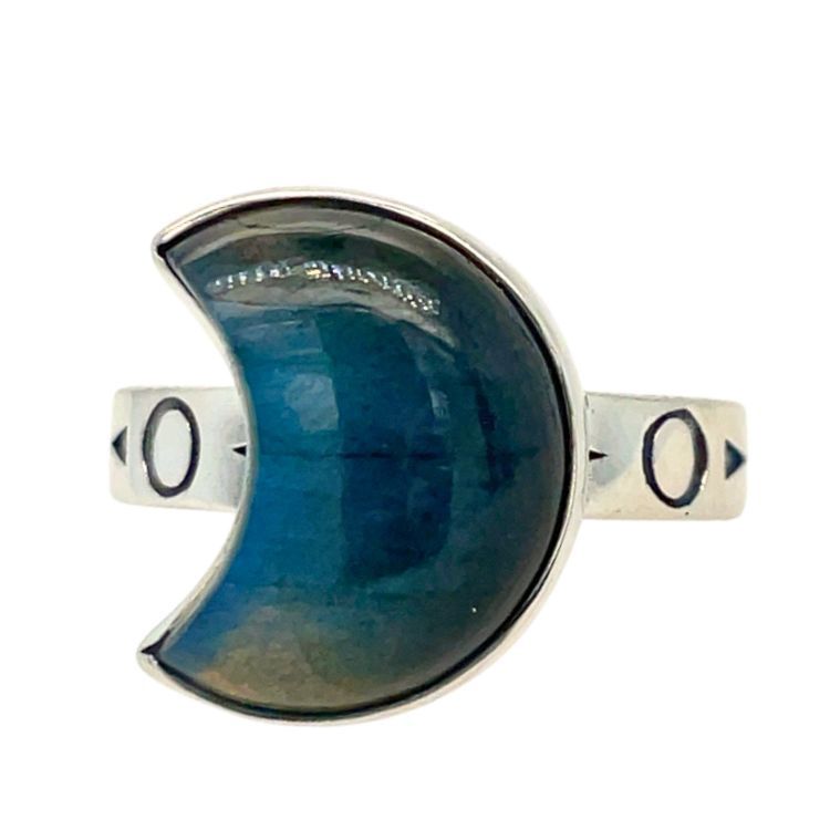 Labradorite Crescent Moon Glow Ring