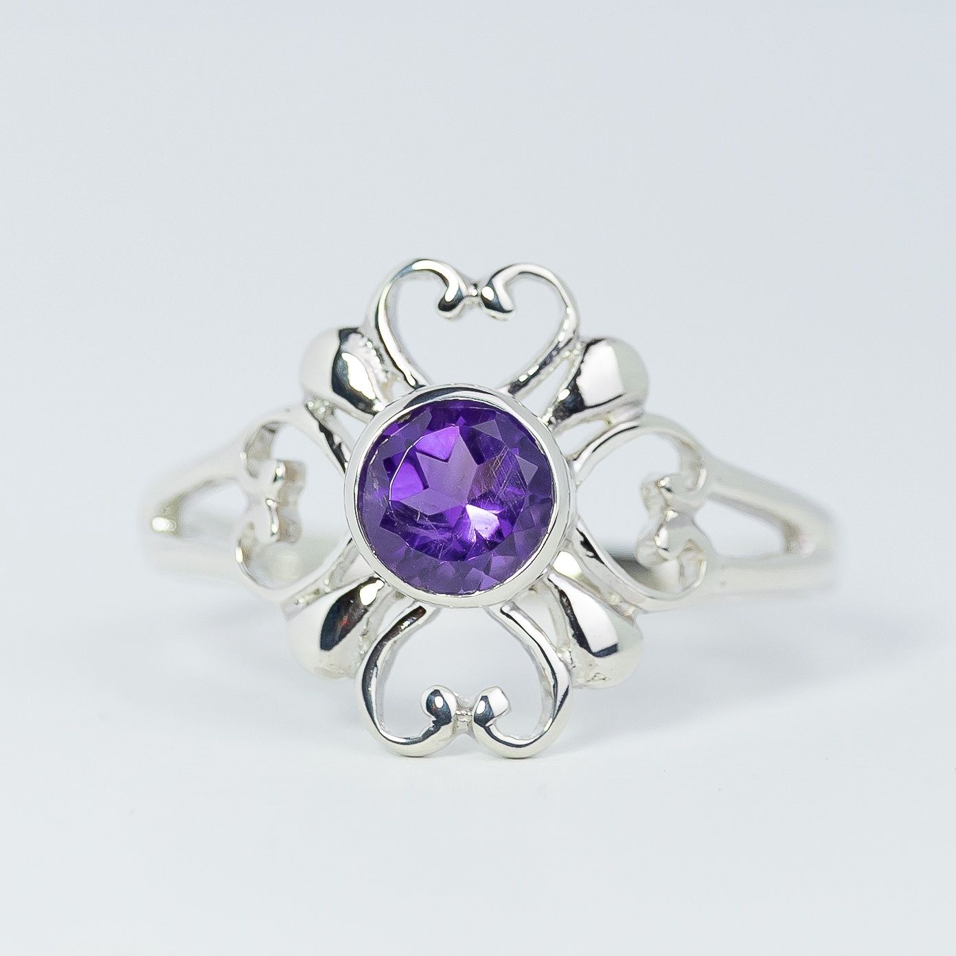 Amethyst Poetic Hearts Ring
