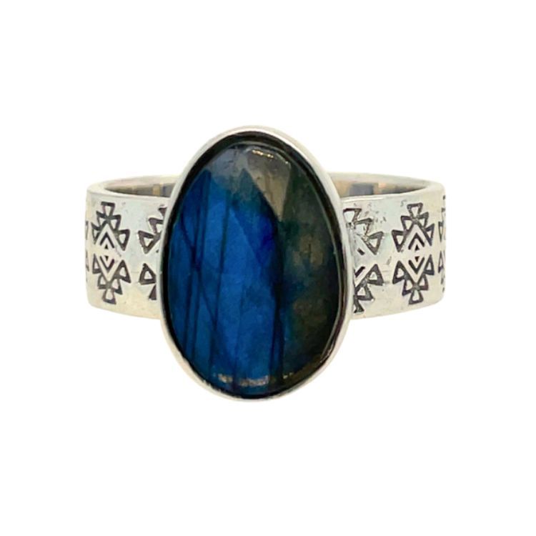 Labradorite Free Form Flash Ring