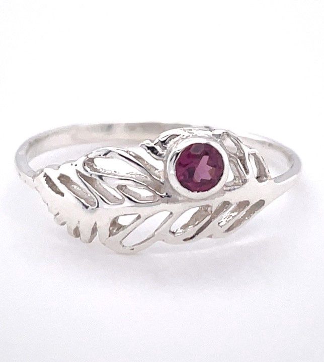 Rhodolite Garnet Feather Ring