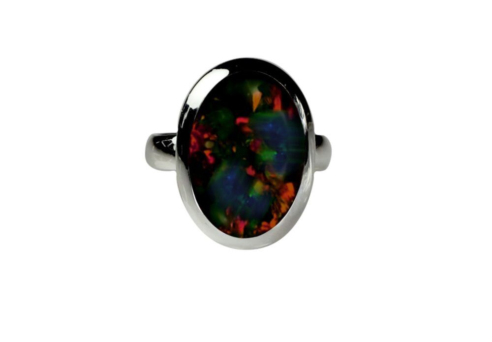 Black Flash Opal Ring