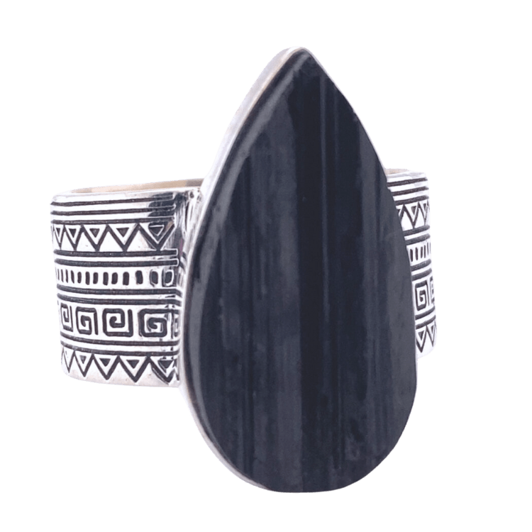 Black Tourmaline Sacred Tribe Unisex Multi Shapes Ring
