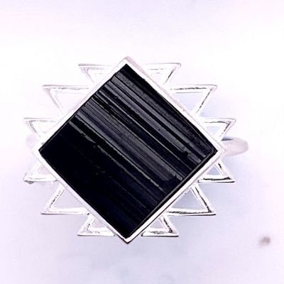 Black Tourmaline Sacred Geo Ring