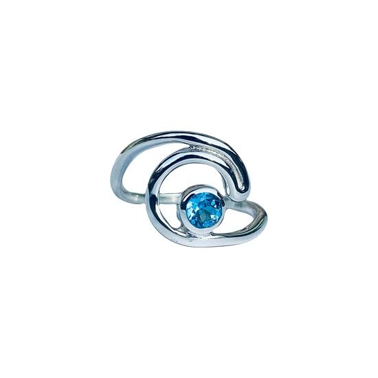 Blue Topaz Ocean Wave Ring