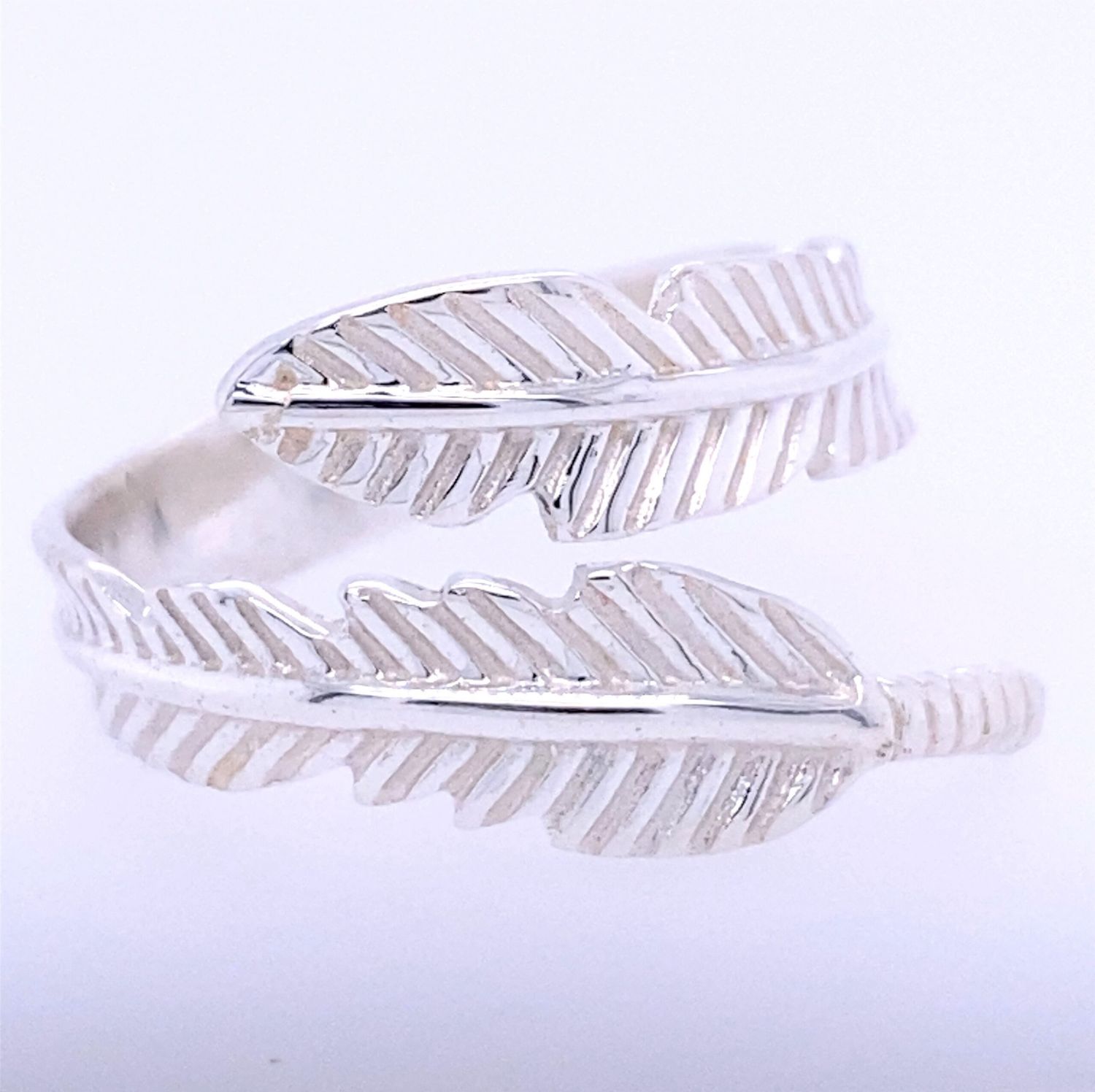 Silver Feather Adjustable Ring
