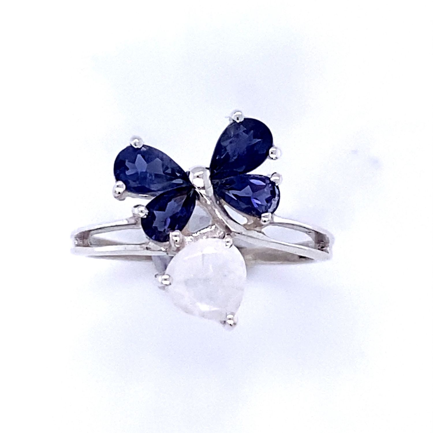 Iolite Moonstone Butterfly in Love Ring