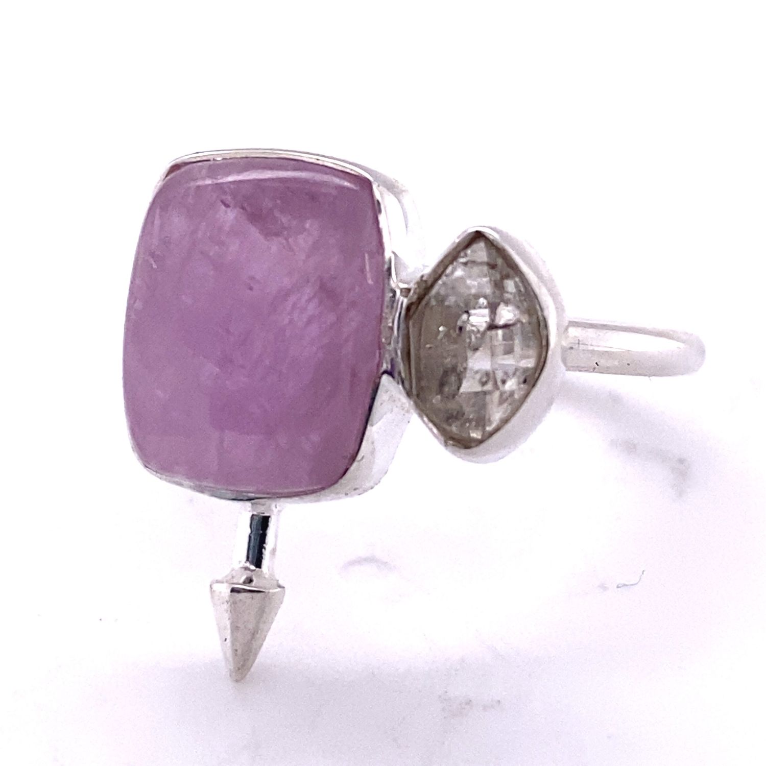 Kunzite Herkimer Diamond Passion Arrow Ring
