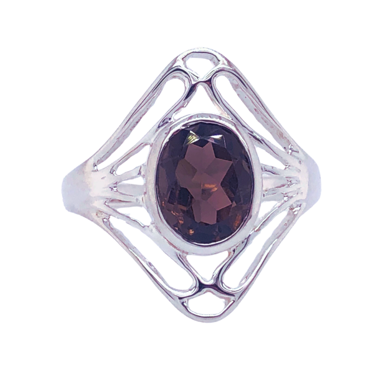 Smoky Quartz Shield Ring