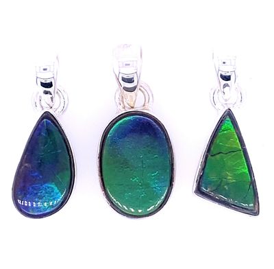 Ammolite Rainbow Fossil Pendant