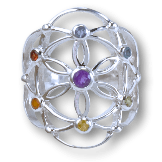 Chakra Flower of Life Ring