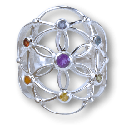 Chakra Flower of Life Ring