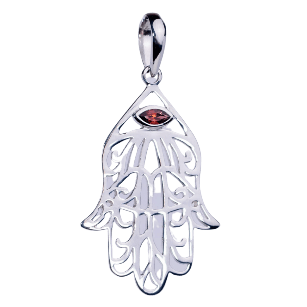 Garnet Hand Hamsa Pendant