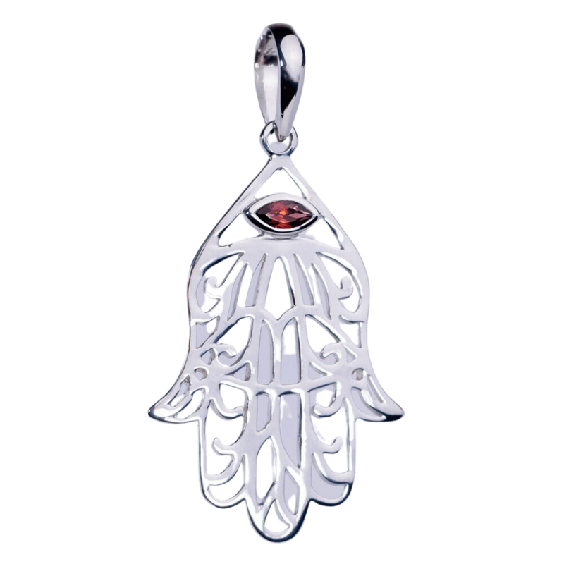 Garnet Hand Hamsa Pendant