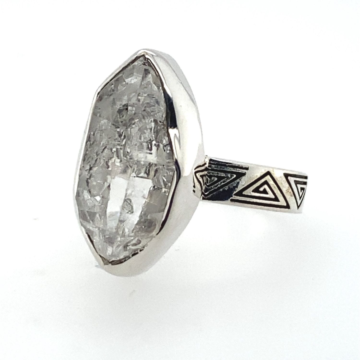Herkimer Diamond Labyrinth Unisex Ring