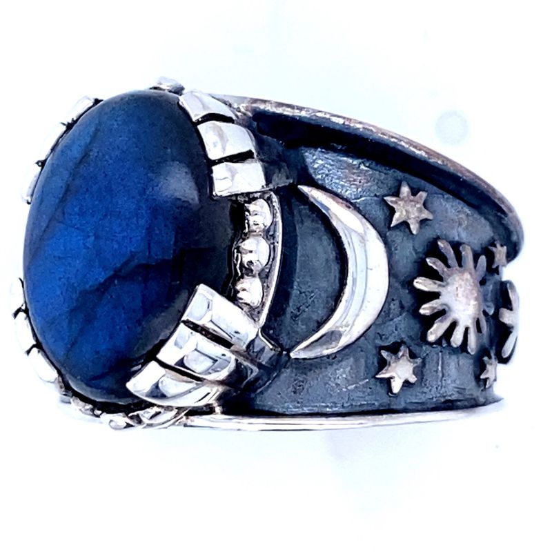 Labradorite Sun Moon Star Unisex Ring