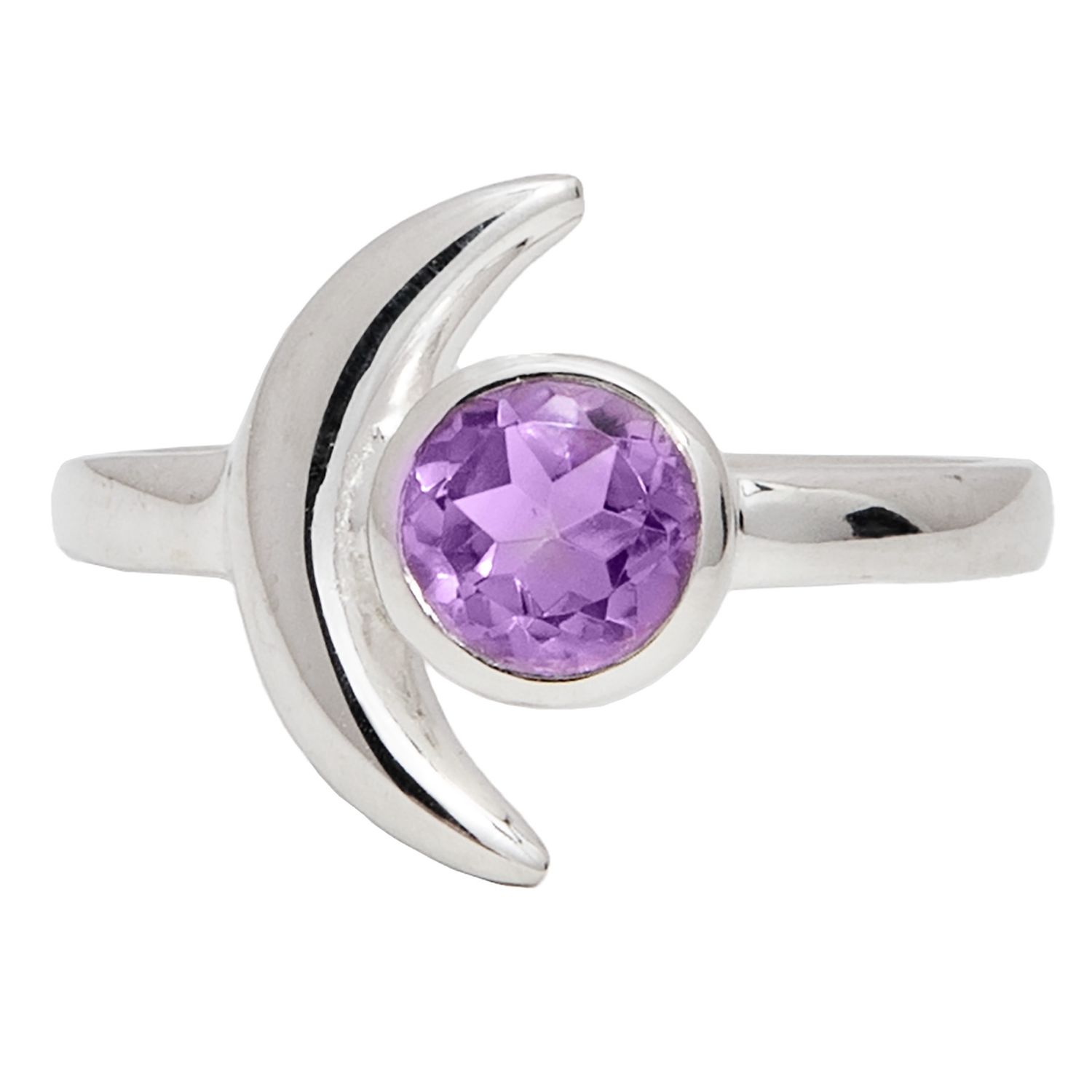Amethyst Crescent Moon Ring