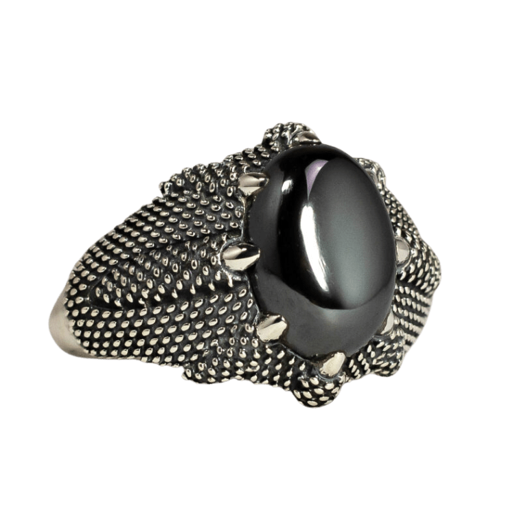 Hematite Dragon Claw Unisex Ring