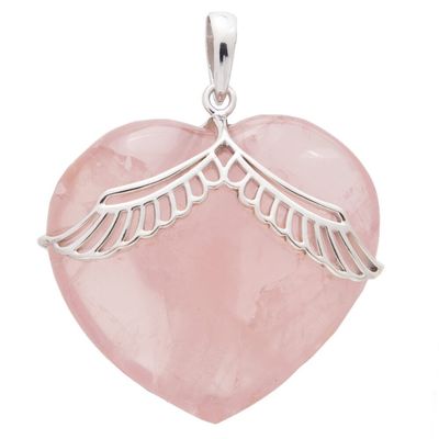 Rose Quartz Sweetheart Angel Wing Pendant