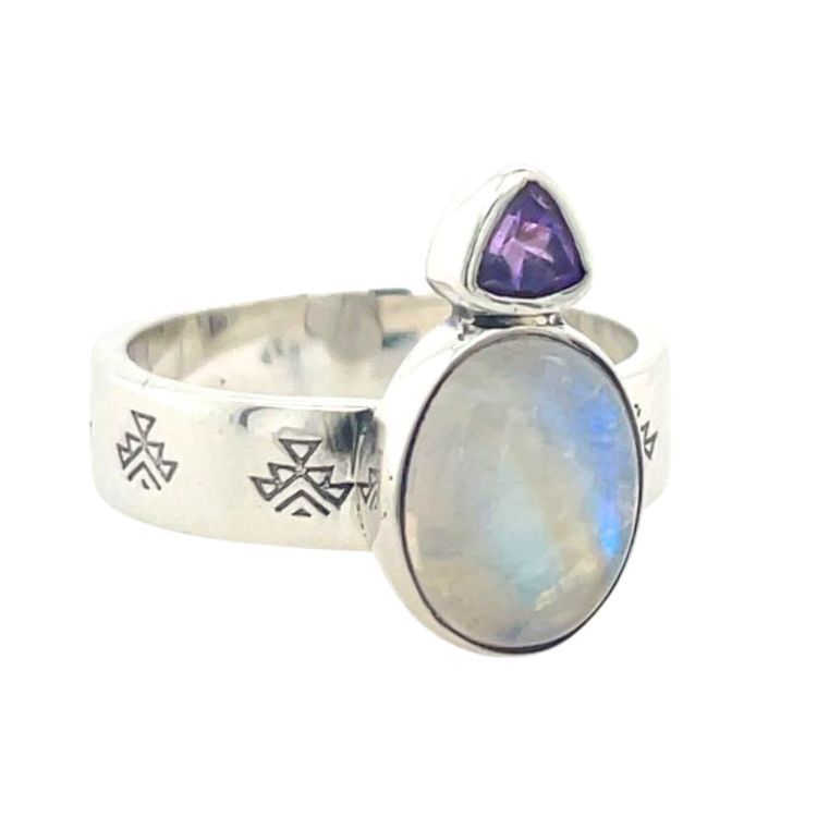 Moonstone Amethyst Lyric Ring