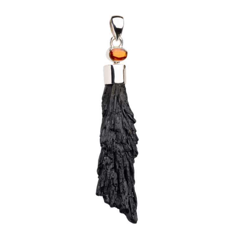 Black Kyanite Orange Wing Pendant