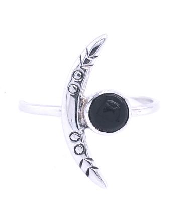 Black Tourmaline La Luna Ring