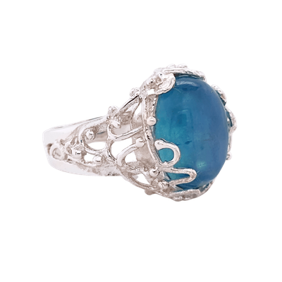 Aqua Aura Teal Quartz Branching Out Ring