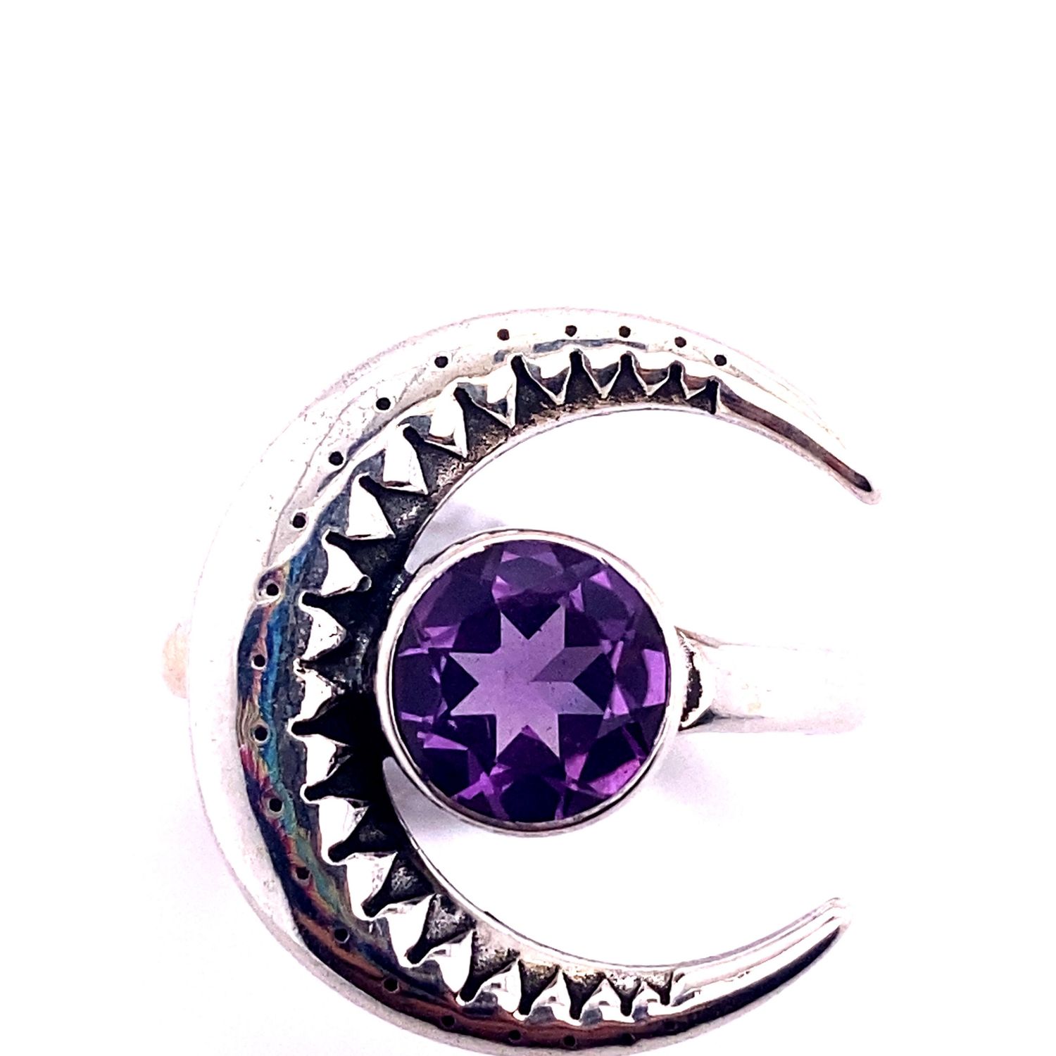 Amethyst Crescent Moon Destiny Ring