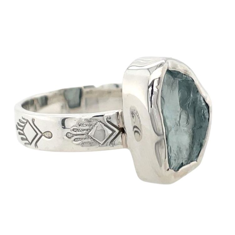Aquamarine Heart Melting Ring